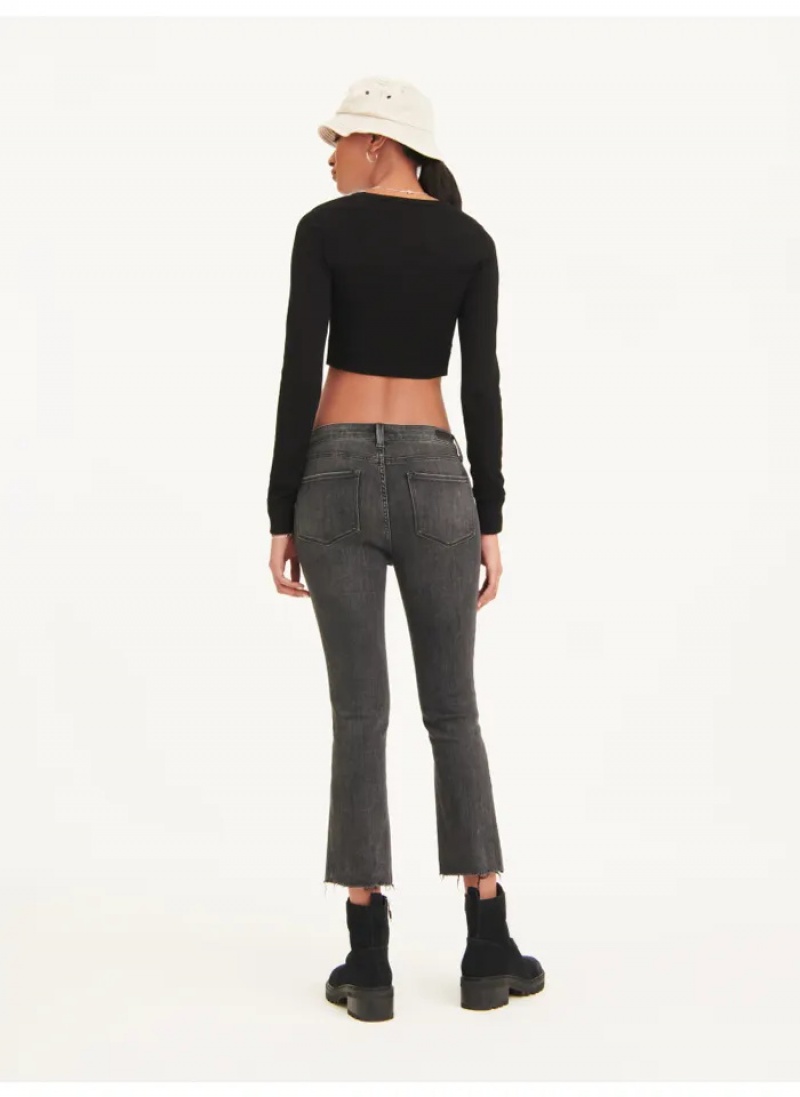 Grey Women's Dkny Foundation Slim Stright Crop Jeans | 065UMGYTE