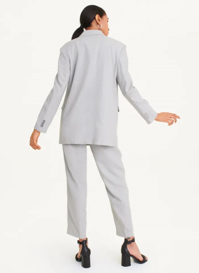 Grey Women's Dkny Linen Blazer | 853IFJPTZ