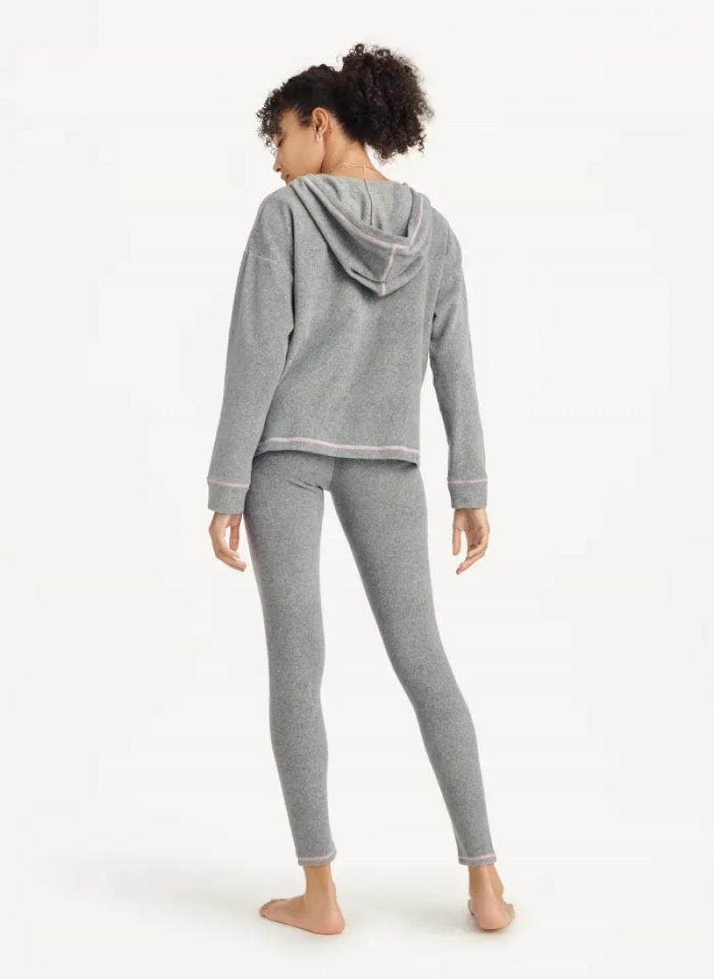 Grey Women's Dkny Long Sleeve Hooded Top And Legging Set | 419IXEQMJ