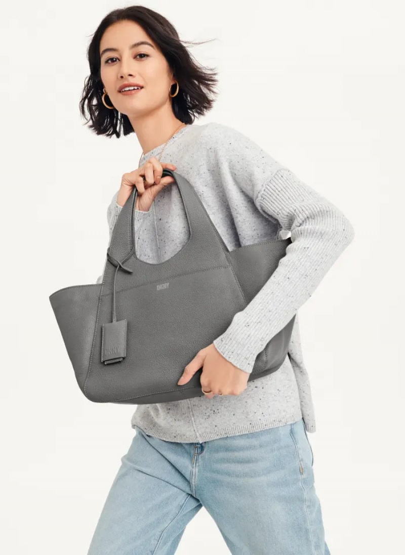 Grey Women\'s Dkny The Medium Effortless Tote Bags | 109CPIFKY