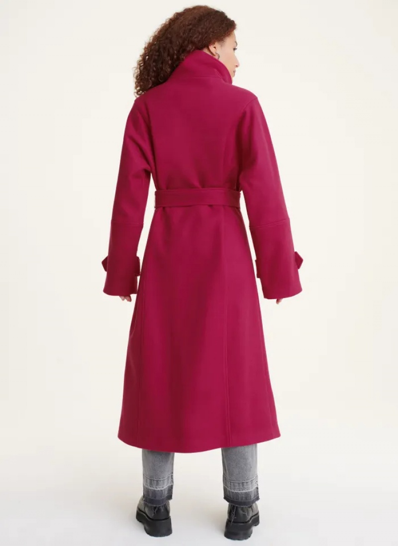 Hot Pink Women's Dkny Relaxed Coats | 018KLFGWH