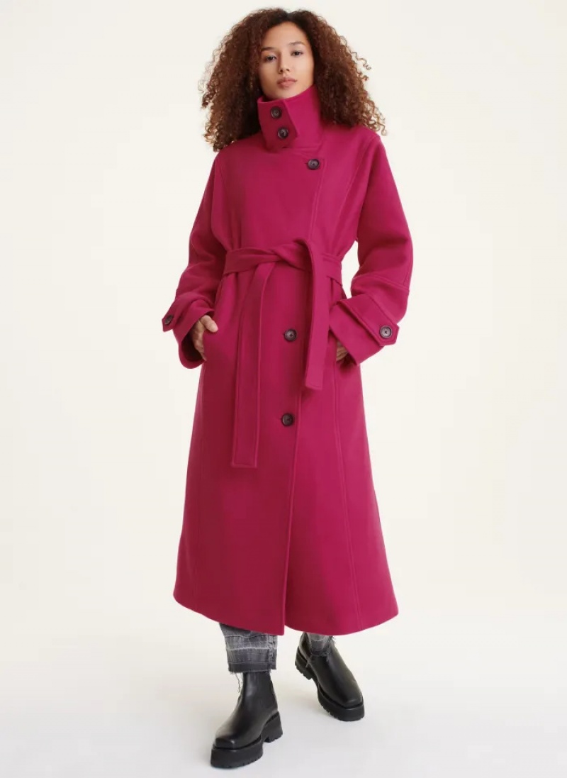 Hot Pink Women\'s Dkny Relaxed Coats | 018KLFGWH