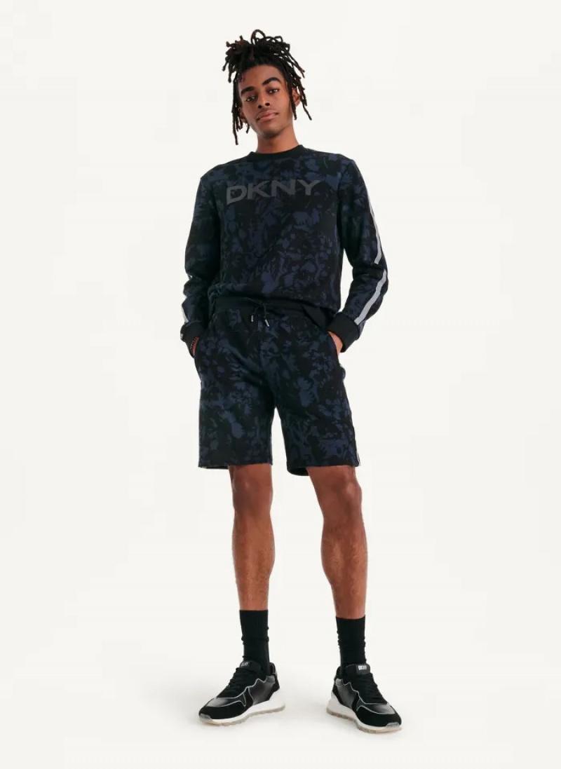 Indigo Men's Dkny Tropical Print French Terry Shorts | 609OXIPZG