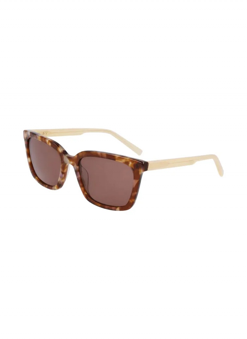 Iridescent Honey Tortoise Accessories Dkny Modern Rectangle Sunglasses | 438KQRSHP