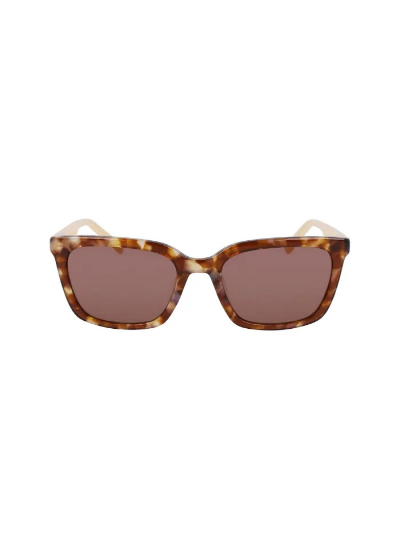 Iridescent Honey Tortoise Accessories Dkny Modern Rectangle Sunglasses | 438KQRSHP