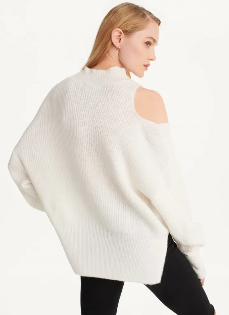 Ivory Women's Dkny Cold Shoulder Sweaters | 403LAJIXM