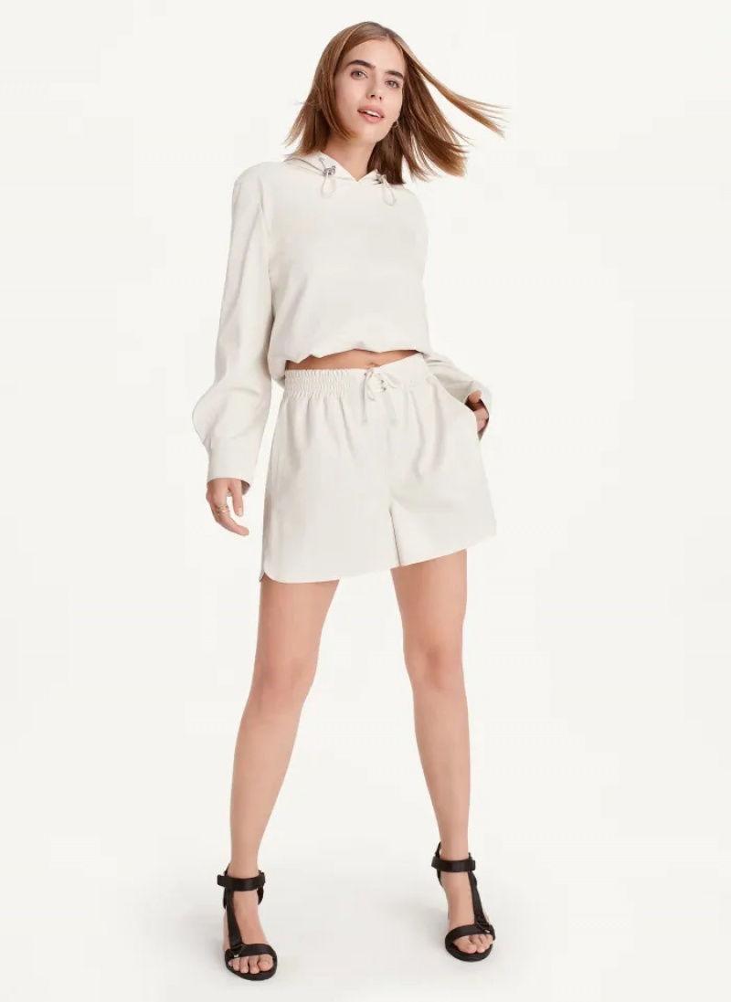 Ivory Women's Dkny Faux Leather Pull On Shorts | 169GPFYIJ
