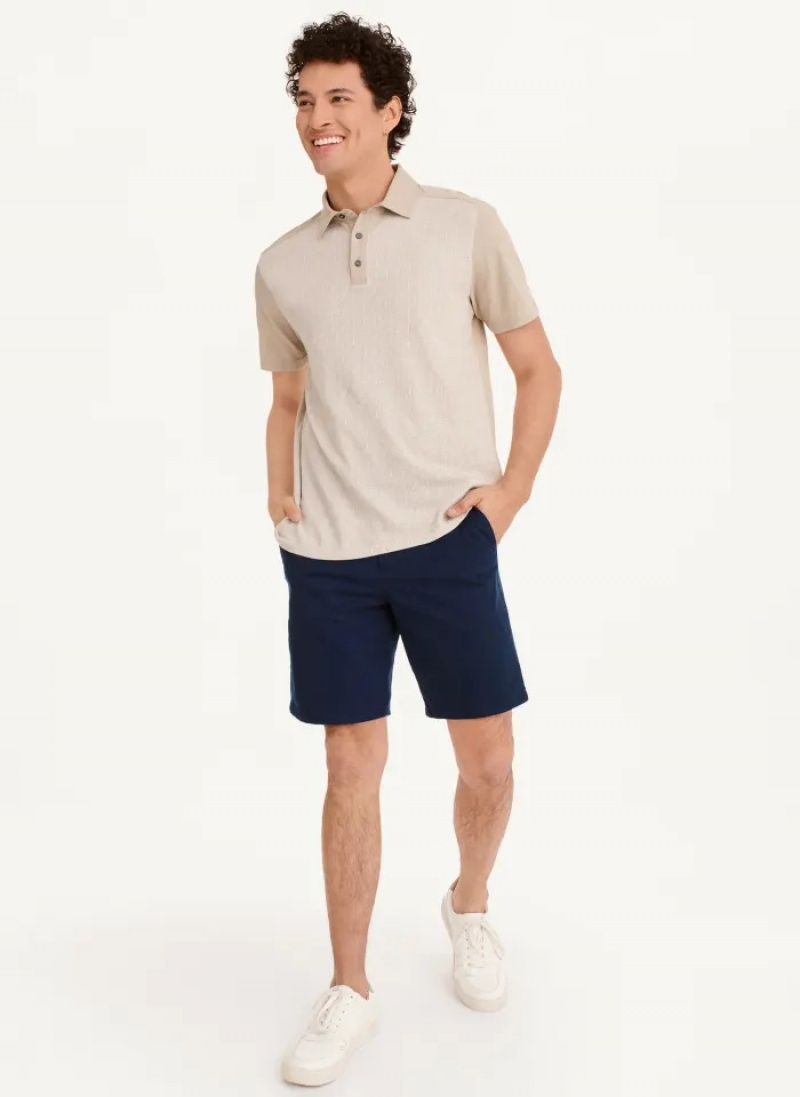 Khaki Men's Dkny Colorblock Plaid Polo Shirts | 564NMJWBS