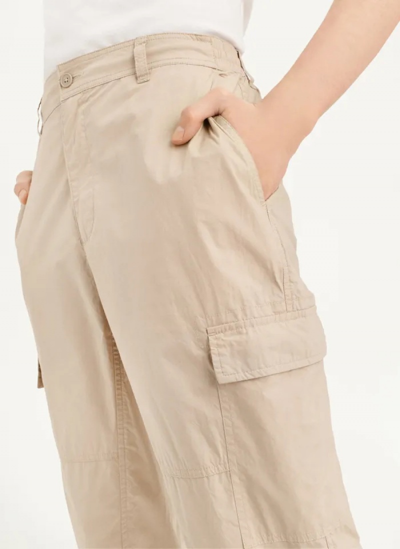 Khaki Men's Dkny Cotton Poplin Washed 4 Pocket Jogger Pants | 672DBXFYG