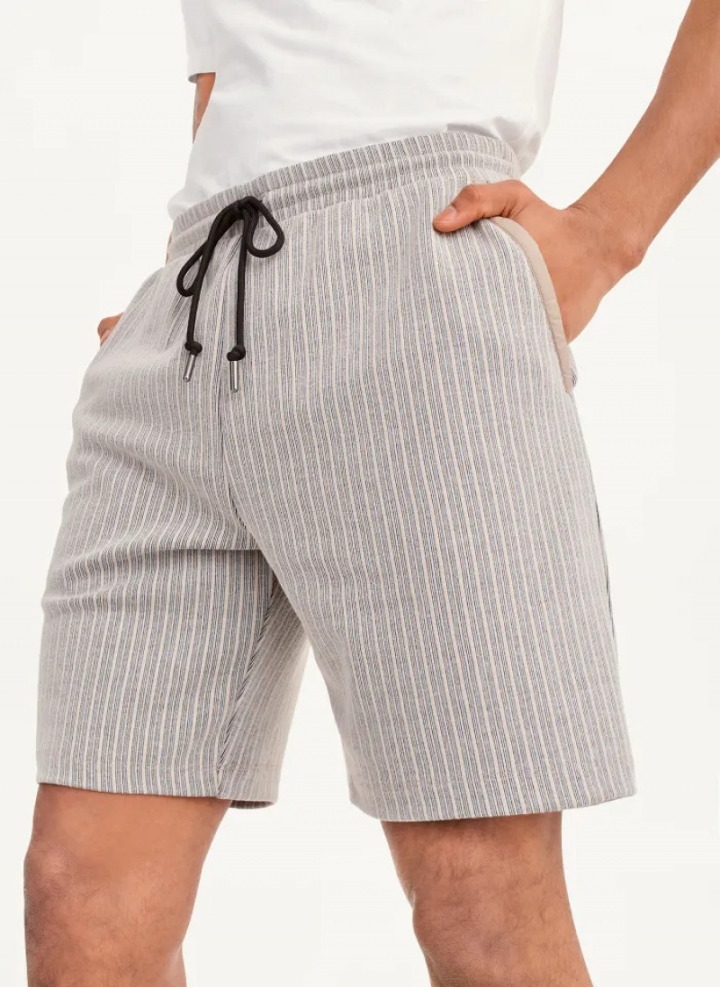 Khaki Men\'s Dkny Novelty Knit Pull On Shorts | 694NVULKF
