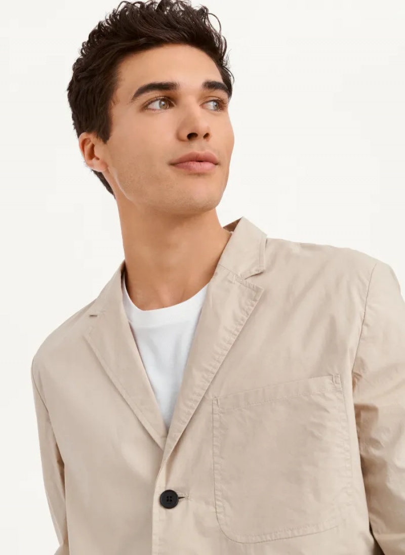 Khaki Men's Dkny Poplin Blazer | 027TMYUEO