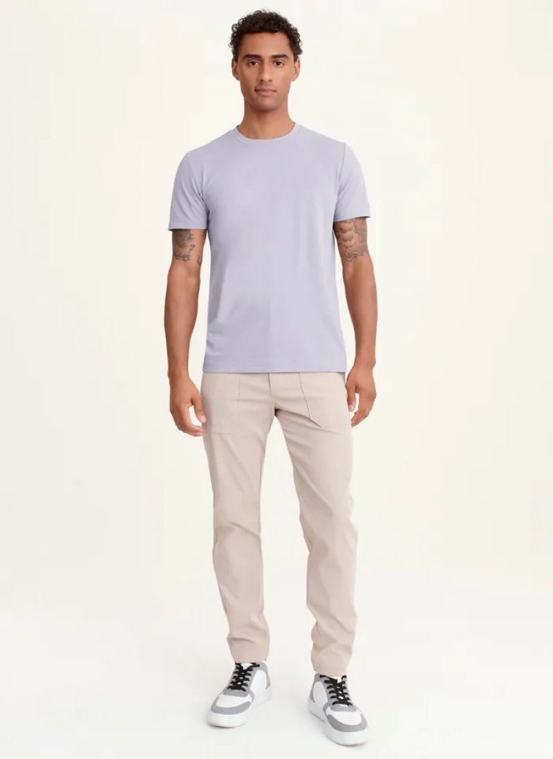 Lavender Grey Men's Dkny Cotton Poly Pique T Shirts | 391NRQVCB