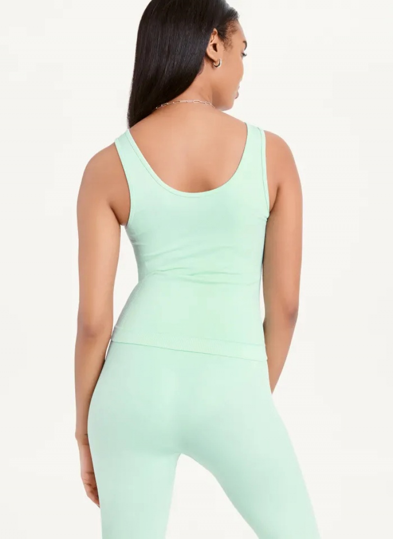 Light Green Women's Dkny Twill Seamless Scoop Neck Tanks | 961BLVKOH