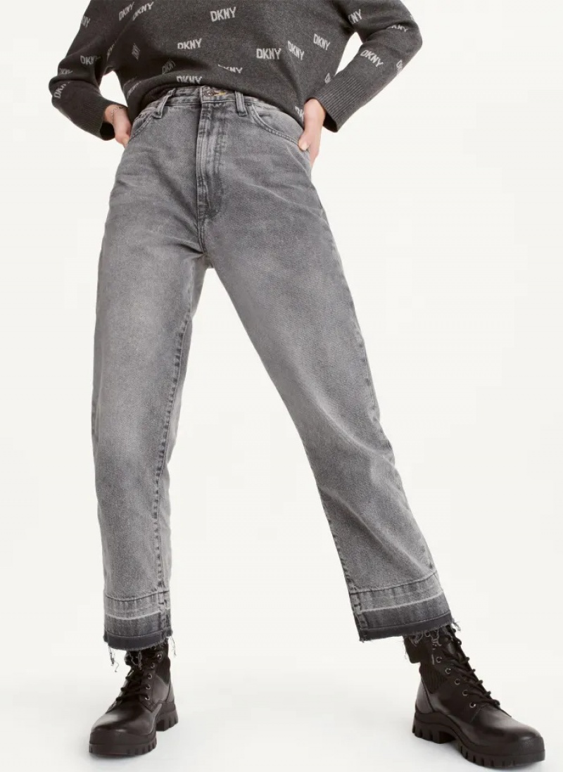 Light Grey Women\'s Dkny Kent High Rise Straight Leg Jeans | 543OWKRJH