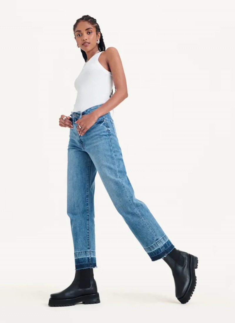 Light Wash Women's Dkny Kent High Rise Straight Leg Jeans | 679XOMIWR