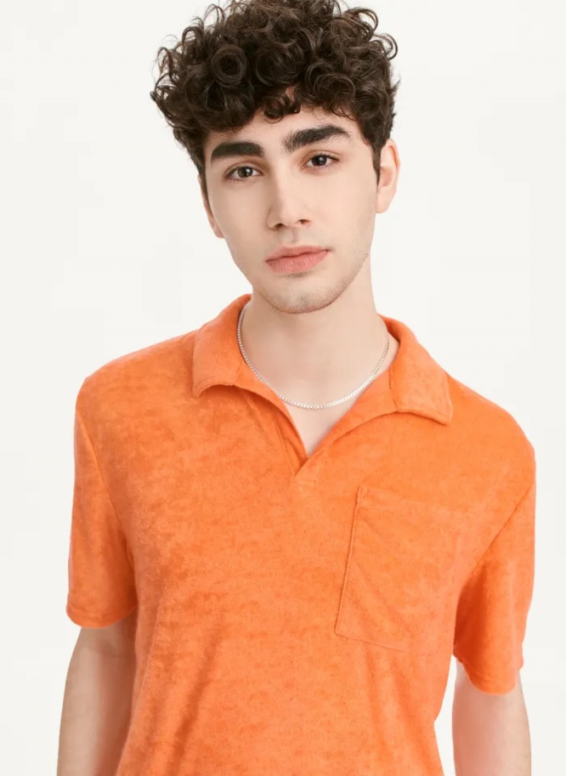 Melon Men's Dkny Blend Toweling Short Sleeve Knit Polo Shirts | 046XINDEC