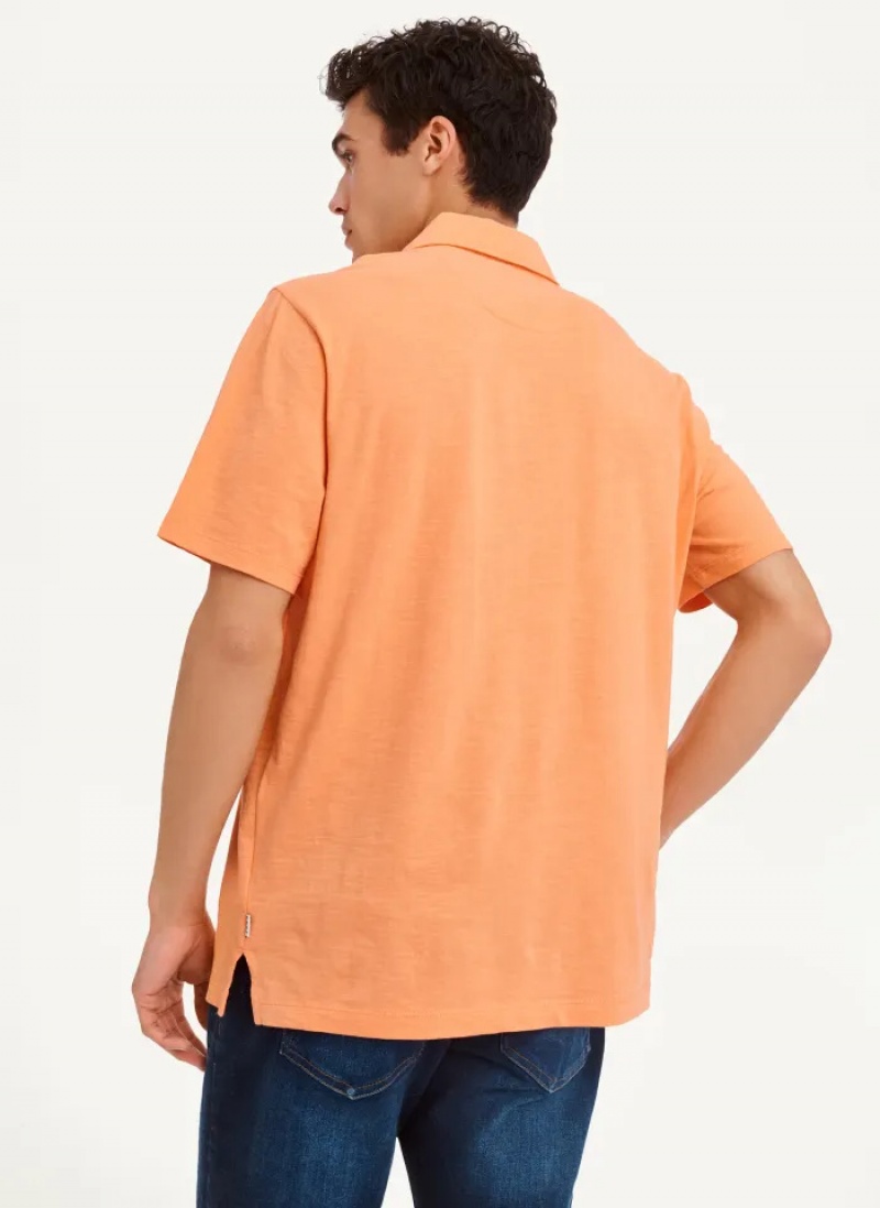 Melon Men's Dkny Cotton Slub Jersey Single Breast Polo Shirts | 986AKQJCR