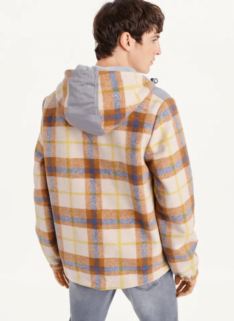 Multi Men's Dkny Gold Plaid Hoodie | 195YPEUAH