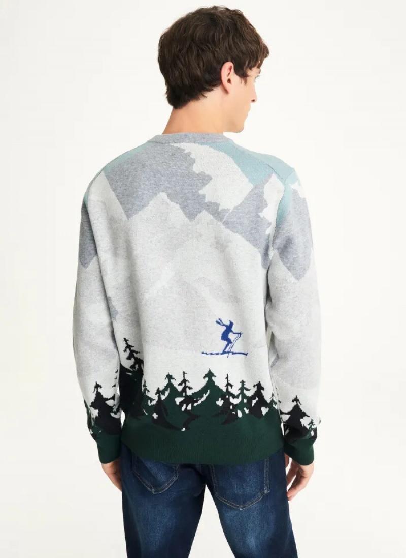 Multi Men's Dkny Ski Landscape Sweaters | 023DFGZWH