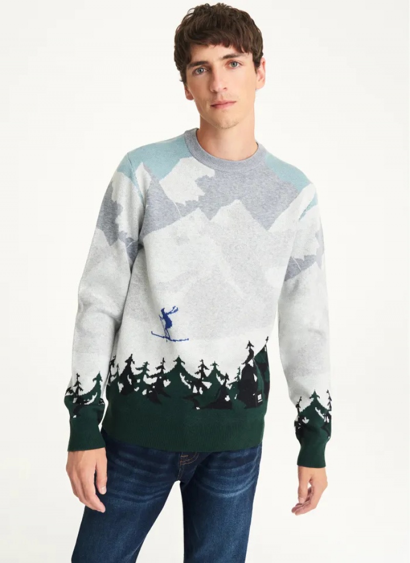 Multi Men\'s Dkny Ski Landscape Sweaters | 023DFGZWH