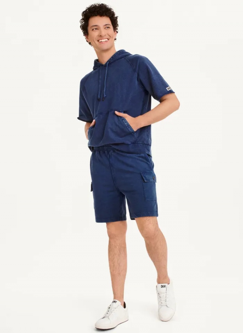 Navy Men's Dkny Pigment Garment Dye Shorts | 584SBTQAL