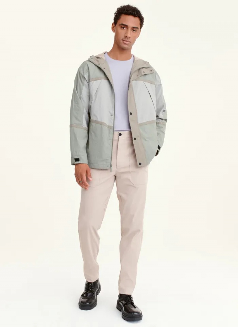 Olive Combo Men's Dkny Multi-Color Pieced Hike Jacket | 609FCLXHE
