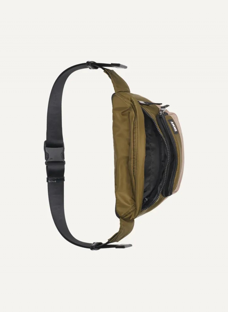 Olive Men's Dkny Colorblock Belt Bags | 826SKTQGE