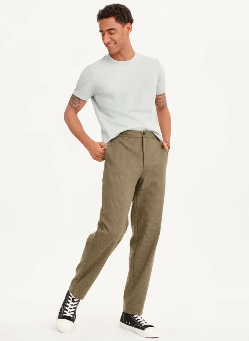 Olive Men's Dkny Knit Texture Pants | 762SVAUDH