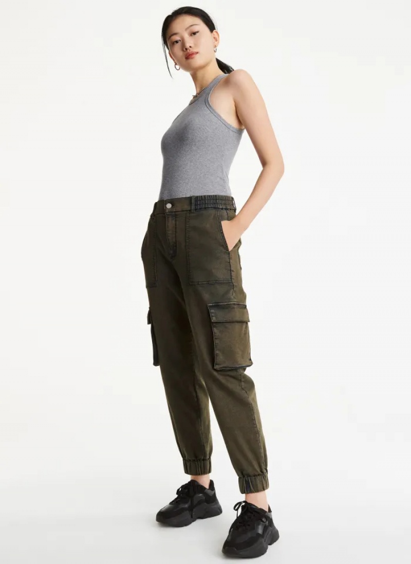 Olive Women's Dkny Cargo Relaxed Jeans | 432XHJTLE