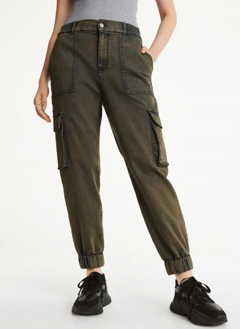 Olive Women\'s Dkny Cargo Relaxed Jeans | 432XHJTLE