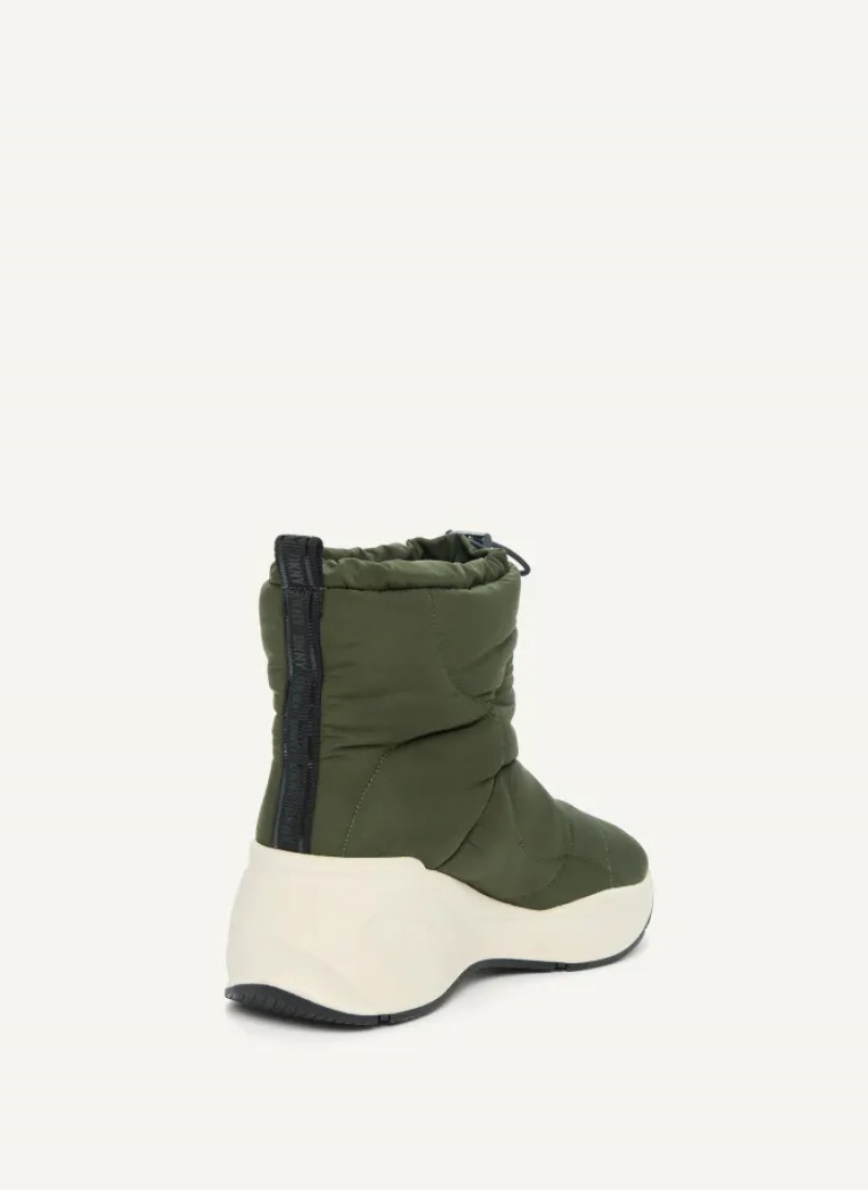 Olive Women's Dkny Puffy Wedge Boots | 367HGDUQS