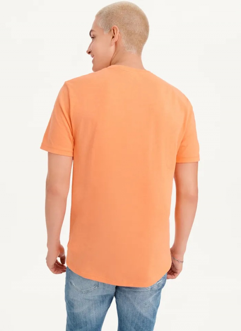 Orange Men's Dkny Exploded Palms Print Ss Knit T Shirts | 796CKUADG