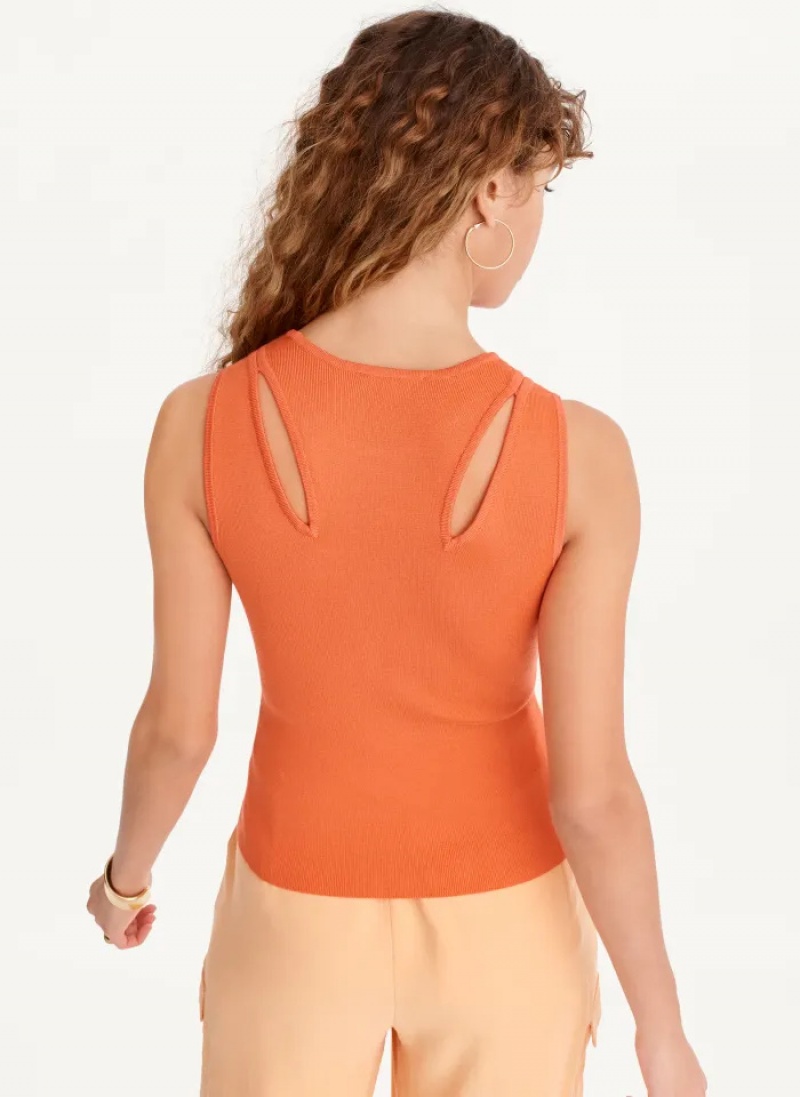 Orange Women's Dkny Shoulder Cut Out Tanks | 365OSCRYZ