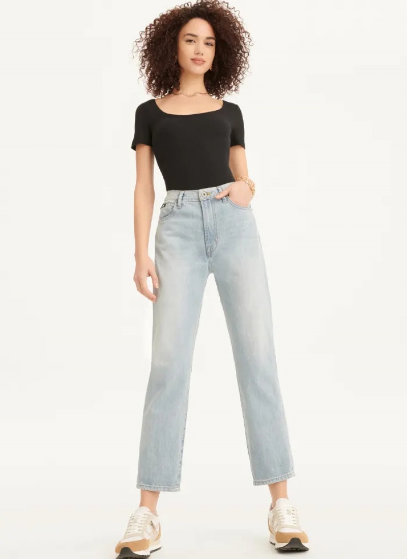 Pale Wash Women's Dkny Broome High Rise Vintage Jeans | 652NAOHQZ