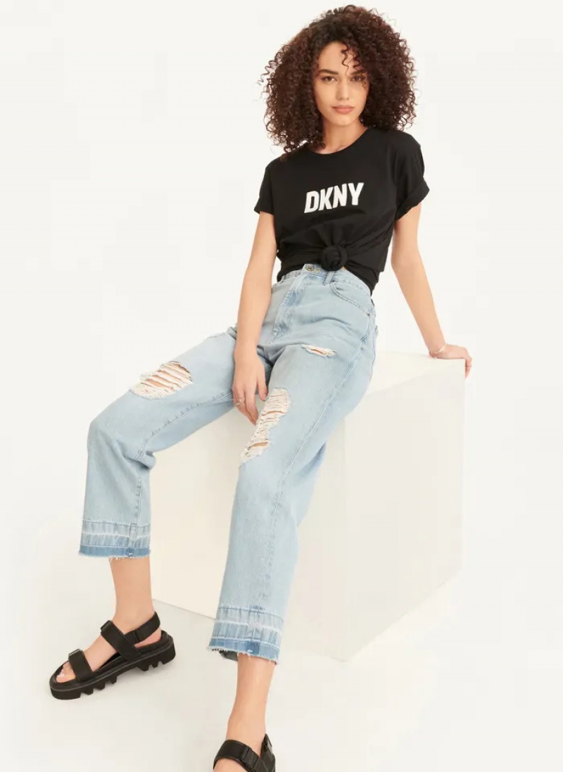 Pale Wash Women\'s Dkny Kent High Rise Distressed Jeans | 412BZTYWP