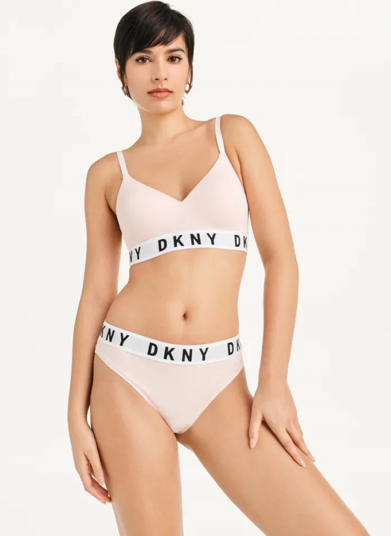 Pearl Cream Women's Dkny Cozy BF Thong Bikinis | 364IDHMNC