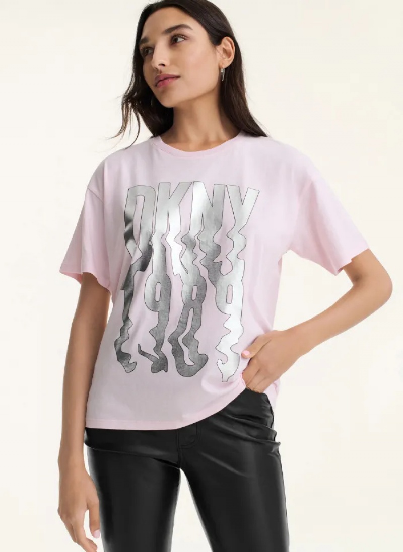 Pink Women\'s Dkny 1989 Drip T Shirts | 248JLYTOP