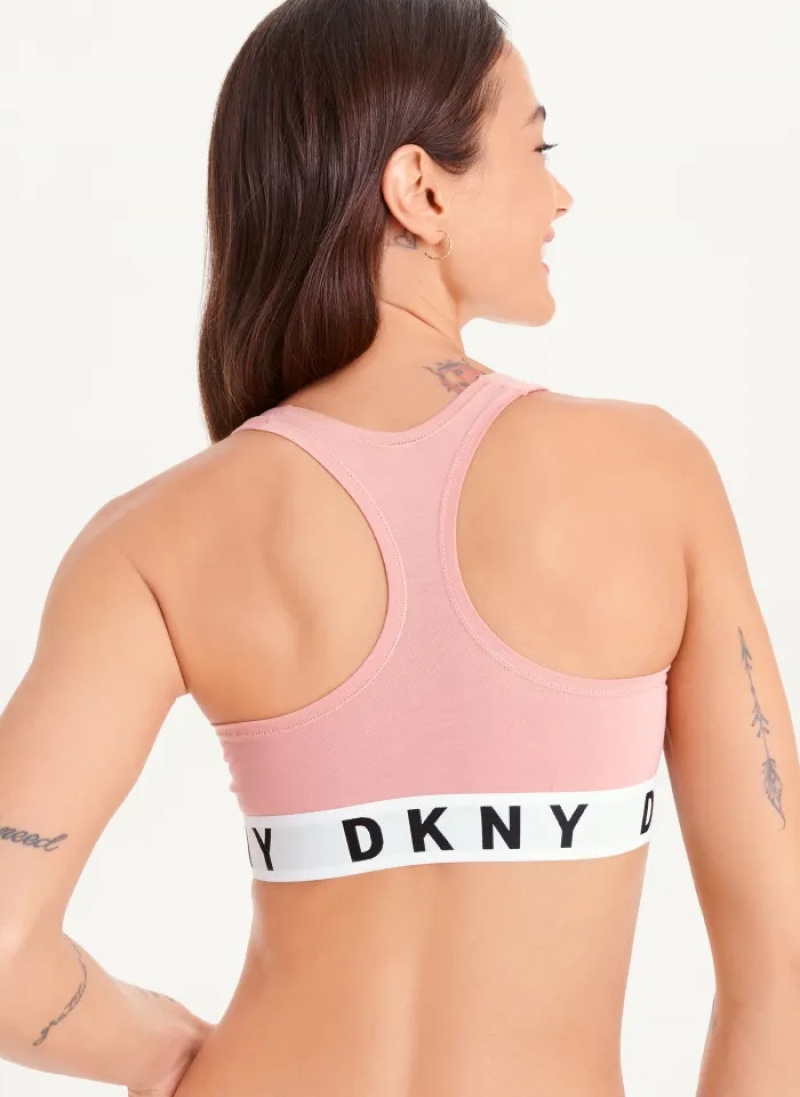 Pink Women's Dkny Cozy Boyfriend Racerback Sports Bra | 326WQYDXV