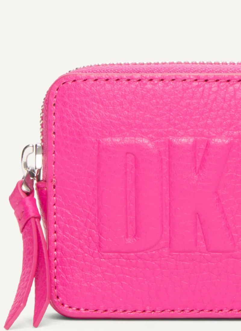 Pink Women's Dkny Keyfob Raised Logo Card Case | 612YMHUQL
