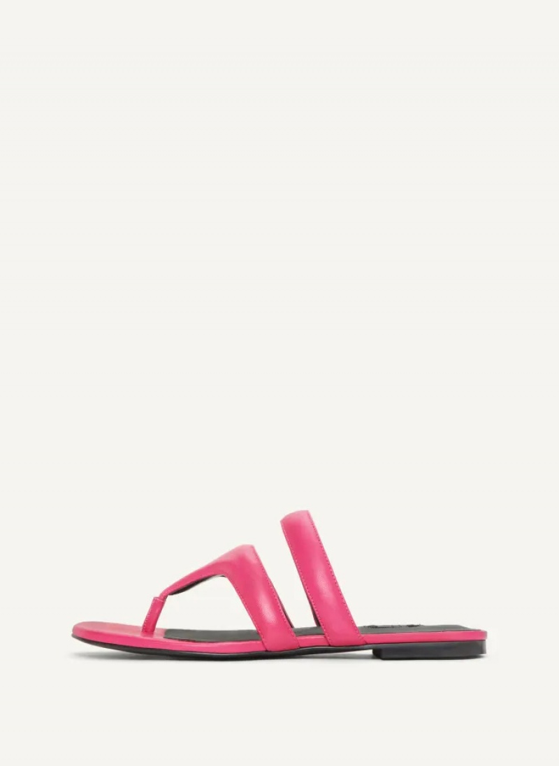 Pink Women\'s Dkny Puffy Strap Thong Slide | 871INRGJF