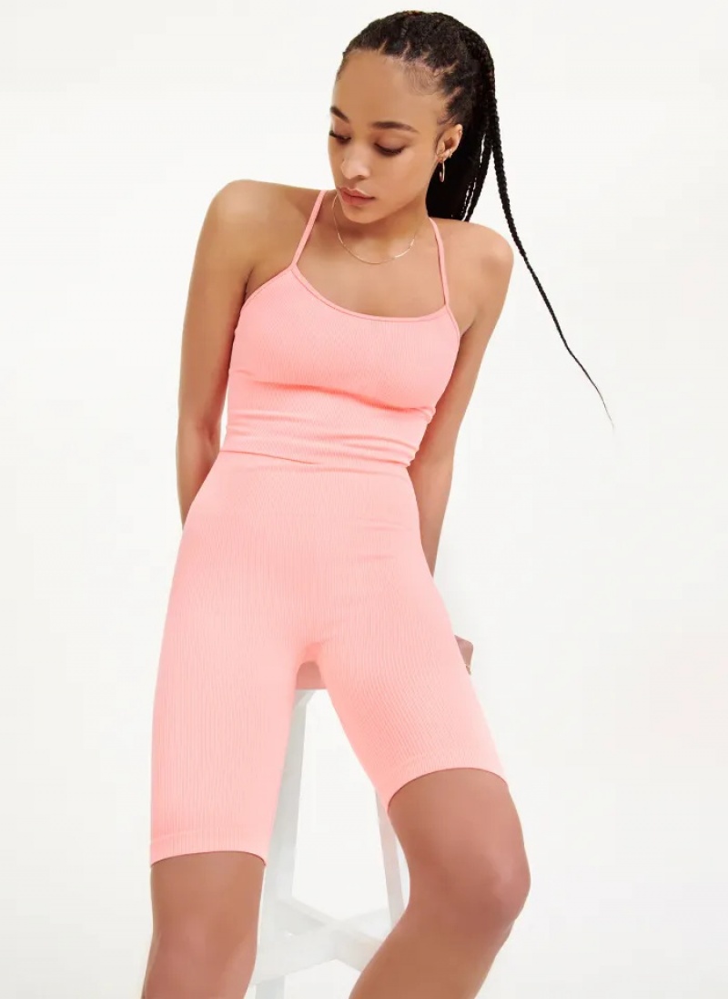 Pink Women\'s Dkny Rib Knit Biker Shorts | 192EAOSLM