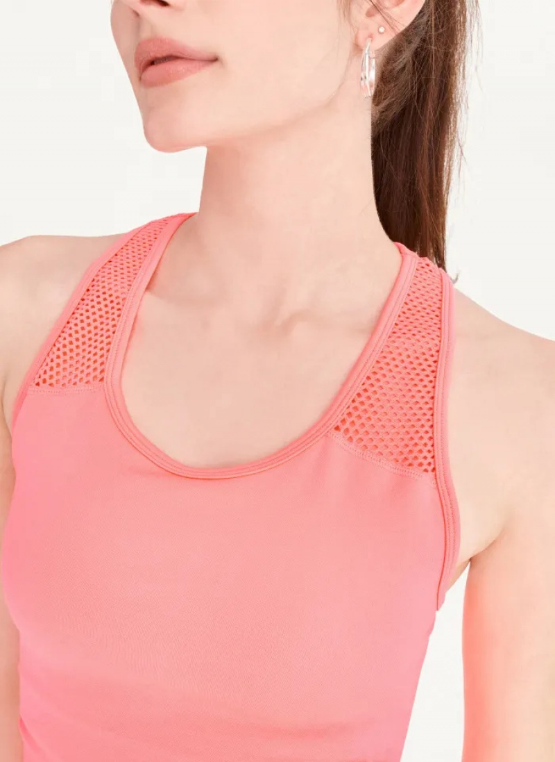 Pink Women's Dkny Seamless Racerback Ruched Tanks | 193ZMPOCU