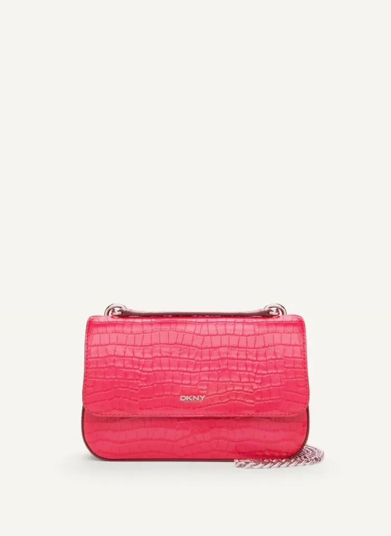 Pink Women\'s Dkny Sina Croco Shoulder Bag | 875CSXBTG