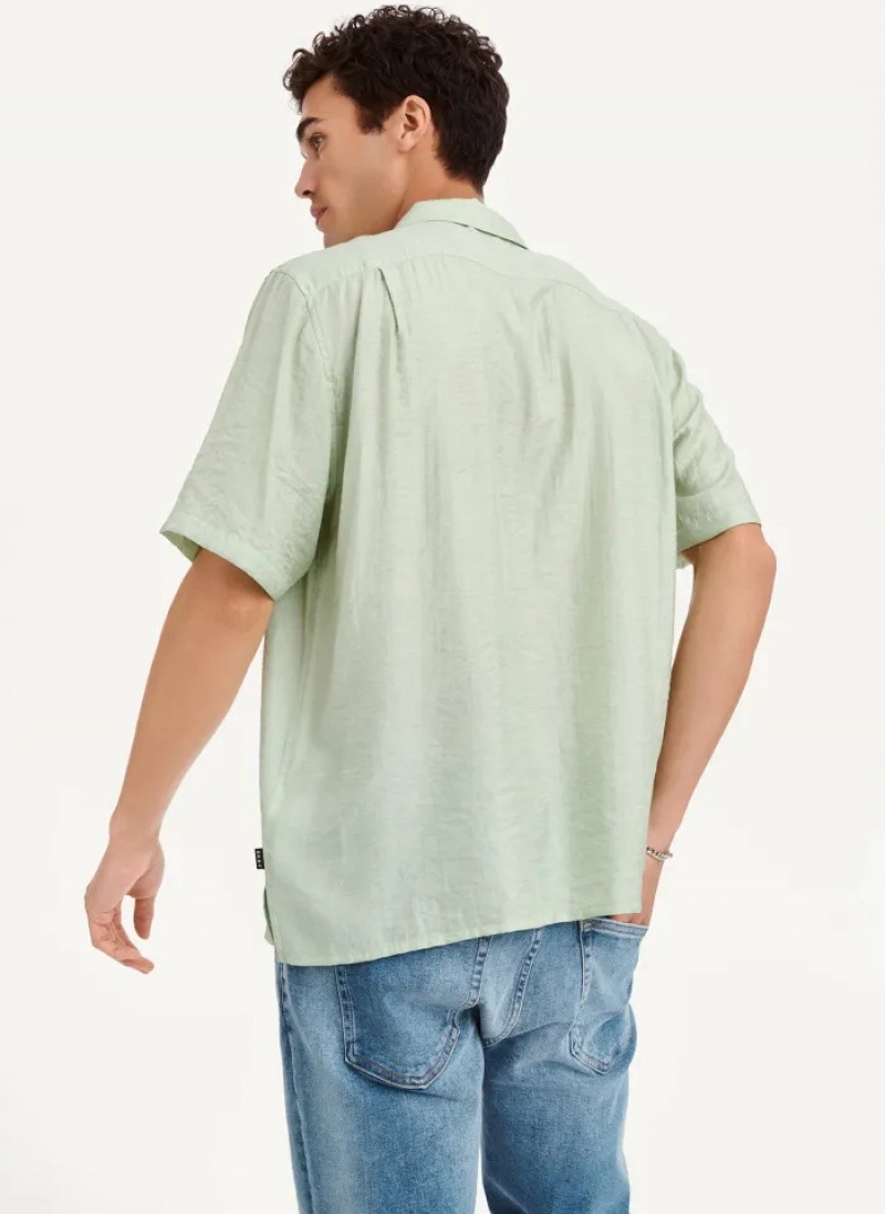 Pistachio Men's Dkny Imitation Silk Camp Shirts | 835SIUBQD
