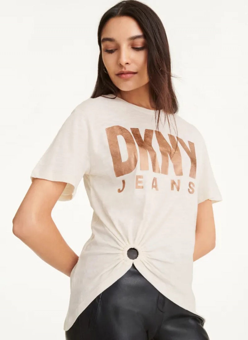 Pristine Women\'s Dkny O-Ring Logo T Shirts | 764RISGYP