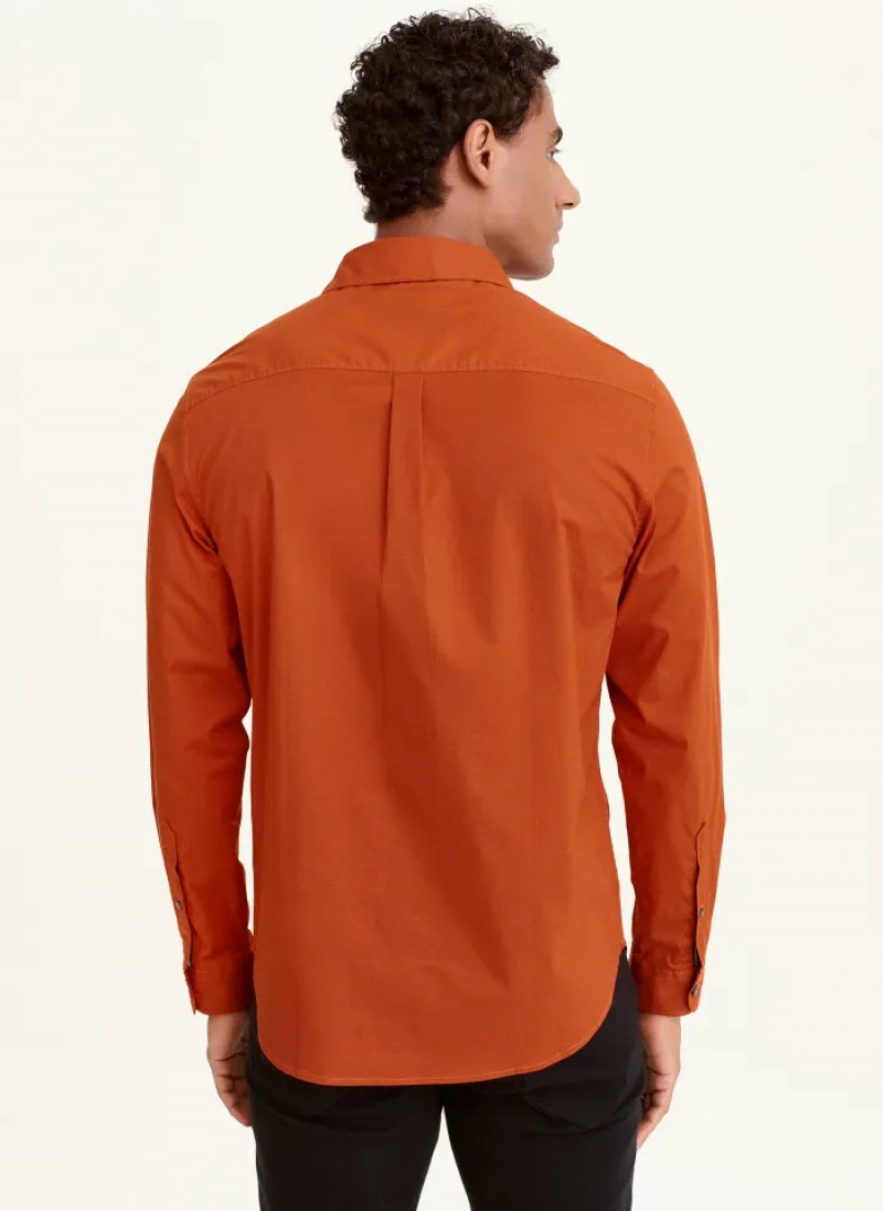 Pumpkin Men's Dkny Long Sleeve Button Down Shirts | 198BYMKFS