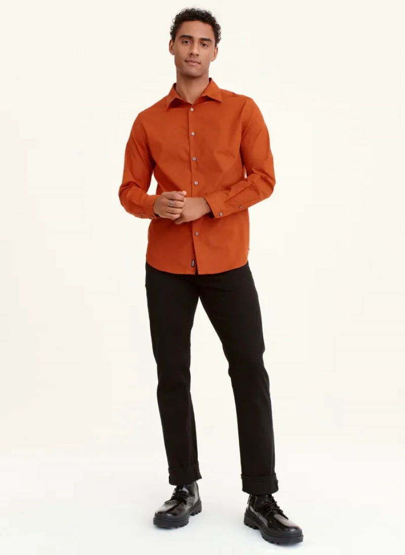 Pumpkin Men's Dkny Long Sleeve Button Down Shirts | 198BYMKFS