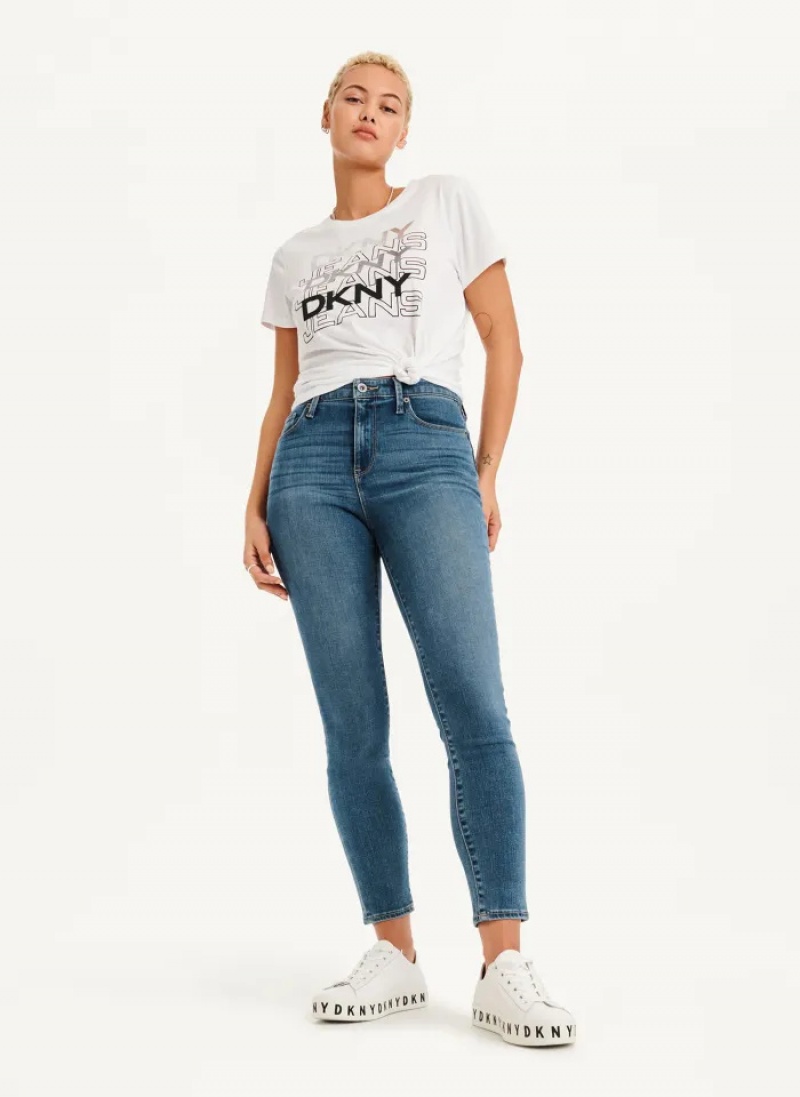 Pure Blue Women's Dkny High Rise Skinny Jeans | 165JHWSZC