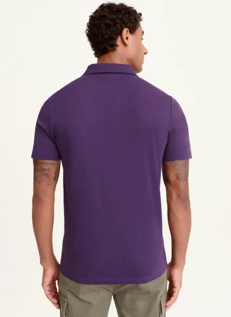 Purple Men's Dkny Core Pima Cotton Pique Polo Shirts | 495WBOIUY