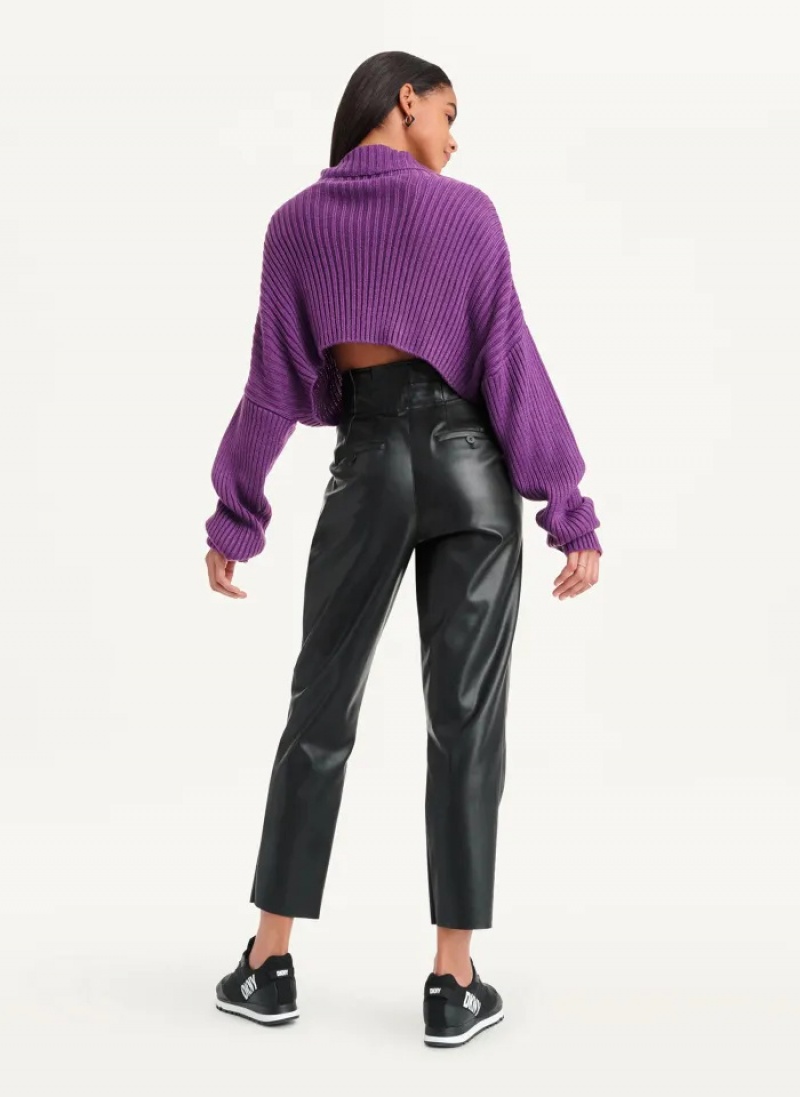Purple Women's Dkny Cropped Turtleneck Sweaters | 504UTEMHL